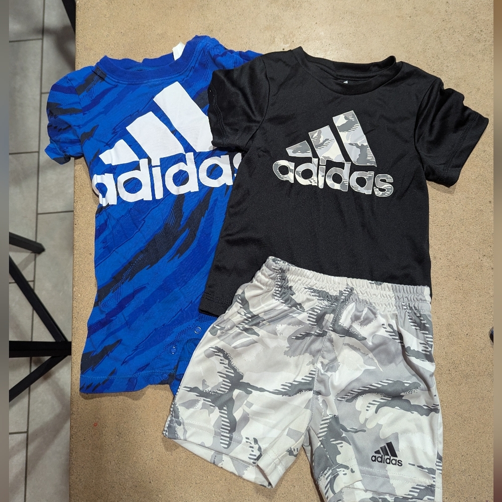 Adidas Kids Blue Camo and Black Tees